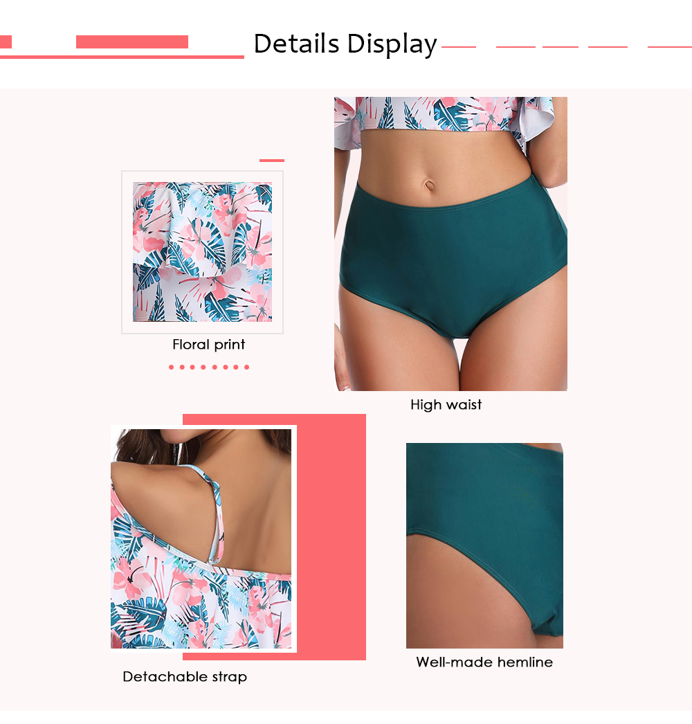 Detachable Straps Floral Print Bikini Set