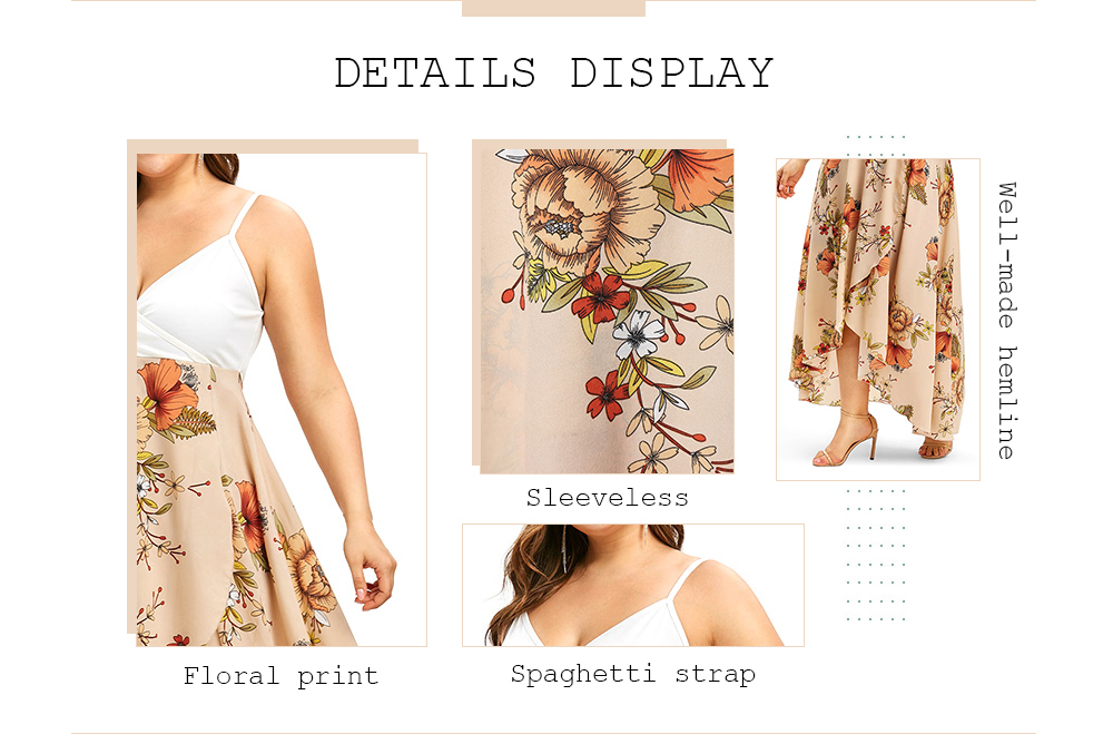 Plus Size Floral Print Overlap Slip Dress