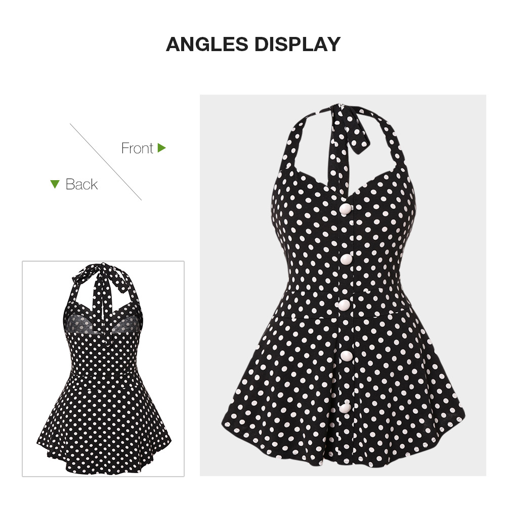 Plus Size Halter Neck Polka Dot Tank Top