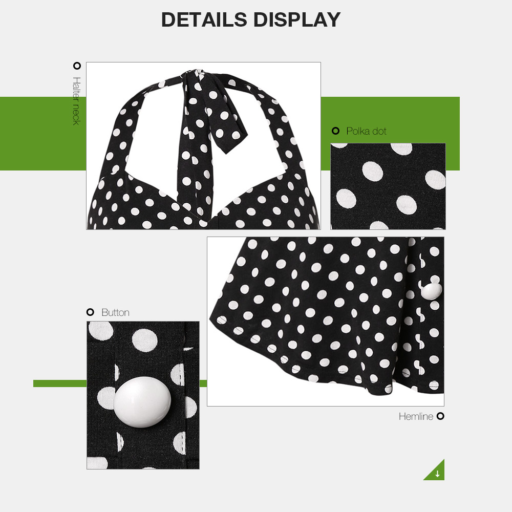 Plus Size Halter Neck Polka Dot Tank Top