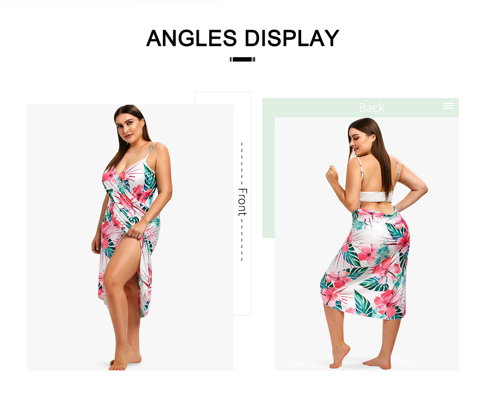 Plus Size Floral and Leaf Print Cover Up Dress