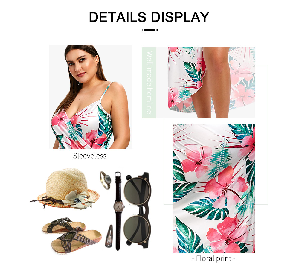 Plus Size Floral and Leaf Print Cover Up Dress