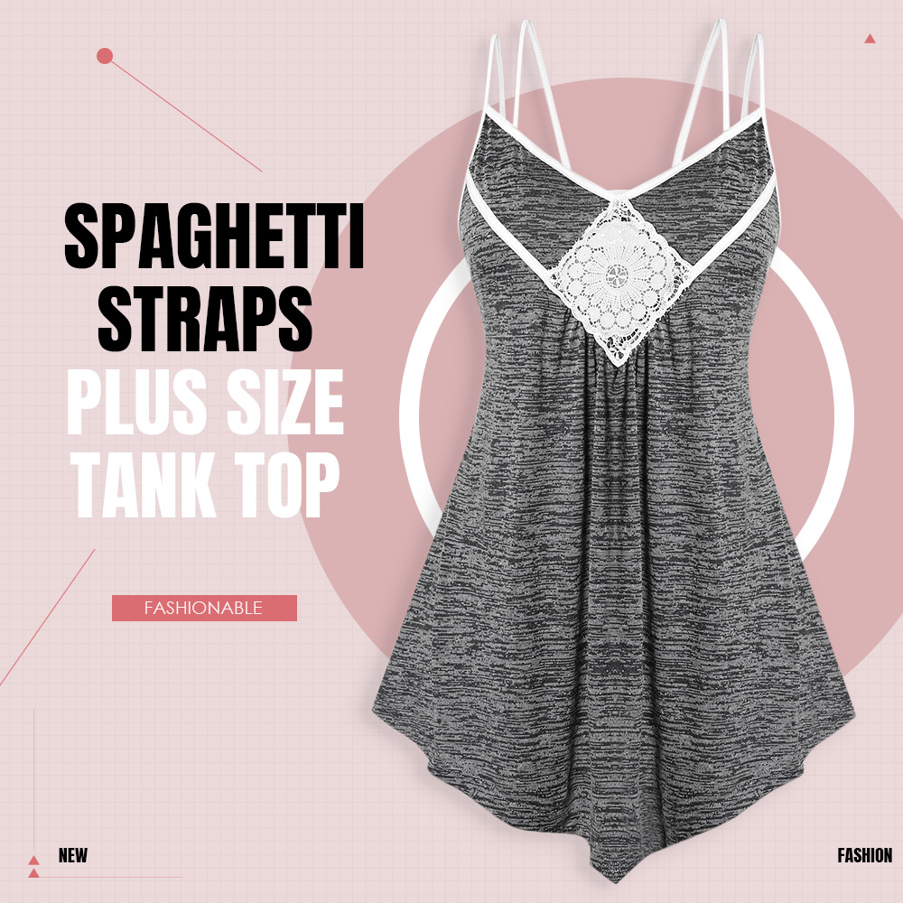 Space Dye Spaghetti Straps Plus Size Tank Top